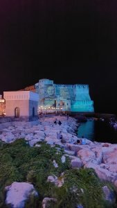 Foto da Scogli di Castel dell'Ovo durante festeggiamenti scudetto Napoli nei pressi dei Quartieri Spagnoli di Napoli