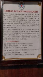 Locandina Chiesa San Ferdinando nei pressi dei Quartieri Spagnoli di Napoli